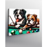 Ekart Kanvas Tablo Bilardo Oynayan Sevimli Köpekler