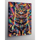 Ekart Kanvas Tablo Desenli Boyalar Ve Kedi