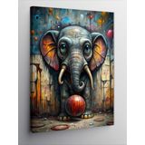 Ekart Kanvas Tablo Graffiti Fil Ve Basketbol Topu