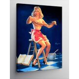 Ekart Kanvas Tablo Pin Up Kızı Mutfakta