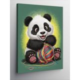 Ekart Kanvas Tablo Sevimli Panda Ve Yün Yumağı