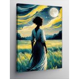 Ekart Kanvas Tablo Tarlada Kadın Ve Ay Van Gogh