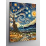 Ekart Kanvas Tablo Van Gogh Stilinde Mavi Gökyüzü