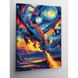 Ekart Kanvas Tablo Van Gogh Tarzı Ejderha
