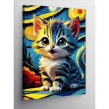 Ekart Kanvas Tablo Yavru Kedi Van Gogh Stili