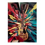 Ekart Karmaşık Renkler Les Paul Gitar Hediyelik Ahşap Tablo 35 cm x 50 cm