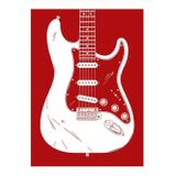 Ekart Kırmızı Beyaz Elektro Gitar Mdf poster 25 cm x 35 cm