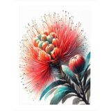 Ekart Kırmızı Çiçekler Hediyelik Ahşap Tablo 25 cm x 35 cm