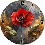 Ekart Kırmızı Gelincik Çiçeği Analog Duvar Saati