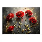 Ekart Kırmızı Karanfiller Hediyelik Mdf Tablo 25 cm x 35 cm