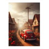 Ekart Kırmızı Klasik Araba Mdf poster 25 cm x 35 cm
