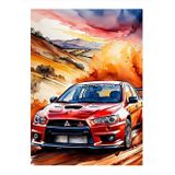 Ekart Kırmızı Spor Araba Mdf poster 25 cm x 35 cm