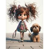 Ekart Küçük Kız Ve Köpeği Dekoratif ahşap Tablo 25 cm x 35 cm