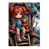 Ekart Küçük Kız Ve Oyuncak Ayısı Art Mdf Poster 50 cm x 70 cm