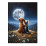 Ekart Manzara İzleyen Kedi Ve Köpek Hediyelik Ahşap Tablo 35 cm x 50 cm