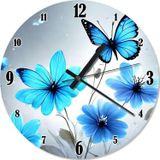 Ekart Mavi Kelebekler Ve Çiçekler Analog Duvar Saati
