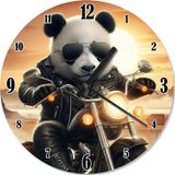 Ekart Motor Süren Karizmatik Panda Dekoratif Duvar Saati