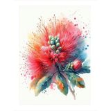 Ekart Okaliptüs Kırmızı Çiçeği Tasarım Ahşap Tablo 25 cm x 35 cm