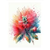 Ekart Okaliptüs Kırmızı Çiçeği Tasarım Ahşap Tablo 35 cm x 50 cm