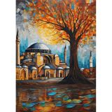 Ekart Renkli Ağaç Ve Ayasofya Cami Hediyelik Ahşap Tablo 50 cm x 70 cm