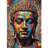 Ekart Renkli Buda Heykeli Dekoratif ahşap Tablo 50 cm x 70 cm