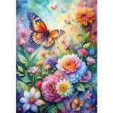 Ekart Renkli Çiçekler Ve Kelebek Hediyelik Ahşap Tablo 25 cm x 35 cm
