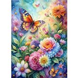 Ekart Renkli Çiçekler Ve Kelebek Hediyelik Ahşap Tablo 50 cm x 70 cm