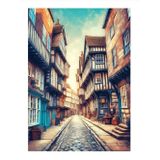 Ekart Retro Evler Art Mdf Poster 25 cm x 35 cm