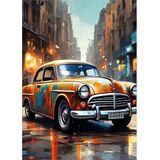 Ekart Şehirde Klasik Araba Art Mdf Poster 50 cm x 70 cm
