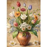Ekart Seramik Vazodaki Çiçekler Model Ahşap Tablo 50 cm x 70 cm