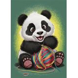 Ekart Sevimli Panda Ve Yün Yumağı Mdf Tablo 35 cm x 50 cm
