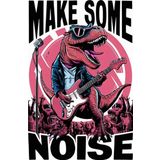 Ekart T-Rex Elektro Gitar Çalıyor Dekoratif ahşap Tablo 25 cm x 35 cm