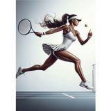 Ekart Tenis Oynayan Kadın Desenli Mdf Tablo 35 cm x 50 cm