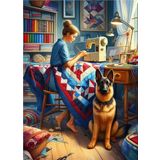 Ekart Terzi Kadın Ve Köpeği Hediyelik Ahşap Tablo 25 cm x 35 cm