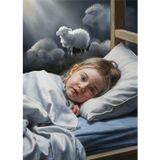 Ekart uyumak için koyun sayan kız çocuğu Hediyelik Ahşap Tablo 35 cm x 50 cm