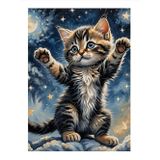 Ekart Yavru Kedi Ve Yıldızlar Hediyelik Mdf Tablo 35 cm x 50 cm