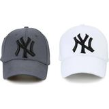 EKE TEKSTİL 2'li Beyzbol Ny New York Şapka - Standart - Beyaz - Gri
