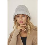 EKE TEKSTİL Gri Kadın Peluş Kova Model Balıkçı Bucket Hat Kışlık Şapka - Standart