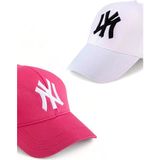 EKE TEKSTİL Unisex 2'li Set Fuşya ve Beyaz Renk Ny New York Beyzbol Şapka - Standart - Fuşya - Beyaz
