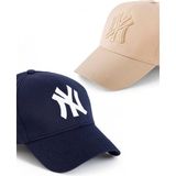 EKE TEKSTİL Unisex 2'li Set Lacivert ve Bej Renk Ny New York Beyzbol Şapka - Standart - Lacivert - Bej