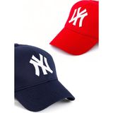 EKE TEKSTİL Unisex 2'li Set Lacivert ve Kırmızı Ny New York Beyzbol Şapka - Standart - Lacivert-Kırmızı