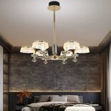 Ekerd 6'lı Gold 50 Watt Yuvarlak Kristalli Modern Sarkıt Salon LED Avize