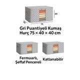 Ekici home textile 3 Adet Pencereli Yastık Yorgan Hurcu 75 X 40 X 40 cm Gri Puantiyeli