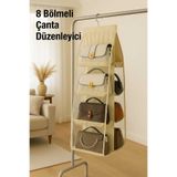 Ekici home textile 8 Cepli Dolap Içi Çanta Ve Ayakkabı Düzenleyici Krem 110X37