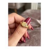 EKİDORA Kadın Gold Ayarlanabilir Dikey Sıra Taşlı Mühür Yüzük Vintage