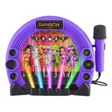 EKids RH-115.EMv22 Gökkuşağı Yüksek Sing Boyunca Mikrofon ile Boombox Dahili Müzik Yanıp Sönen Işıklar Gerçek Çalışma Mikrofon