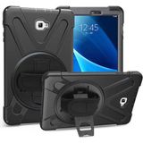 ekılıf - Samsung Galaxy Tab A T580 10.1 - Tablet Kılıfı Boyun ip Askılı El Tutmaçlı Koruyucu Zırh Tank Defender Kılıf - T18522 - Siyah