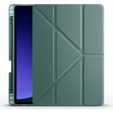ekılıf - Samsung Galaxy Tab S9 FE - Tablet Kılıfı Kalem Bölmeli Korumalı Standlı Tri Folding Kılıf - Koyu Yeşil - T29987