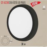 Ekim Aydınlatma Cata 30 Watt Sıva Üstü Yuvarlak Panel LED Armatür CT-5238 Alüminyum Siyah Kasa Beyaz Işık Ev Ofis Iç Mekan Için Uygundur - RENK