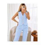 Ekim Store Bebe Mavi 4 Düğmeli Yelek Pantolon İkili Blazer Takım
